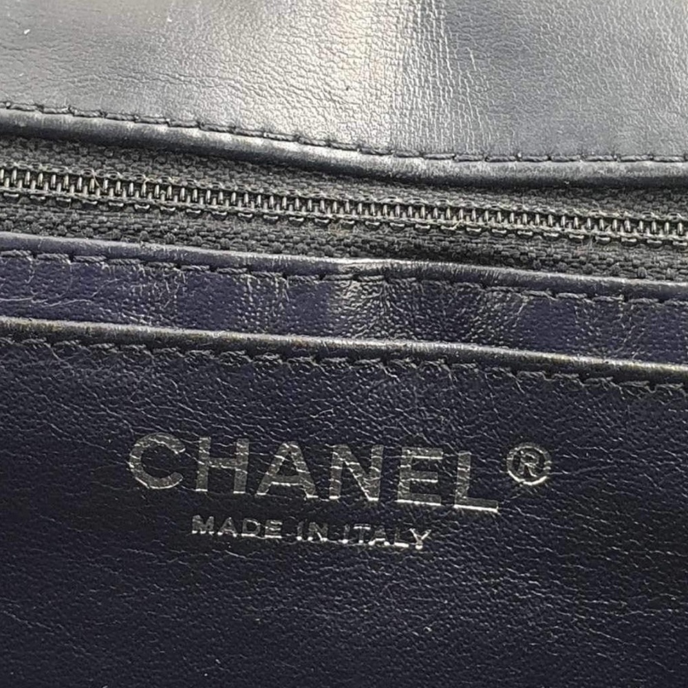 Chanel Navy Quilted Patent Leather Jumbo Maxi Bag - Picture 13 of 13